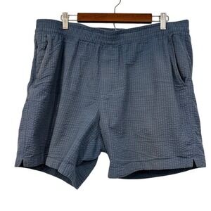 Abercrombie & Fitch Mens Textured Pull On Shorts Size XL Blue 6" Inseam Cotton